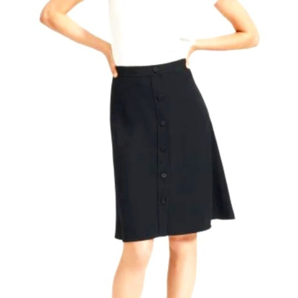 Everlane Black Button Down Midi Swing Skirt, sz 4